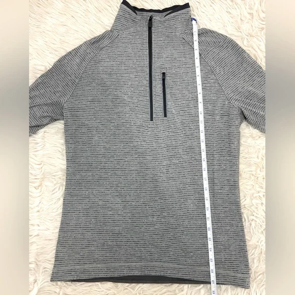Lululemon Surge Quarter Zip Pullover Long Sleeve Shirt Gray Striped Mens Medium - Picture 7 of 9